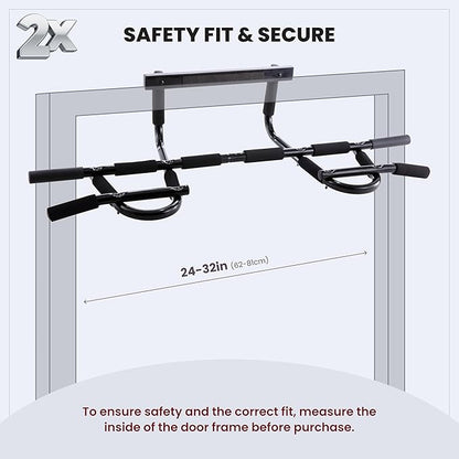 Door Chin Up Door Bar Home Gym - Pull Up - Adjustable Fits Residential Doorways - Supports Up to 300 Pounds - Easy to Mount - Build Upper Body Strength at Home Pump Biceps, Triceps, Lats