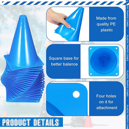 Syhood 30 Pack 7 Inch Plastic Traffic Cones Sports Training Agility Marker Mini Cones for Soccer, Skating, Football, Basketball, Indoor and Outdoor Games Sports Practice Equipment