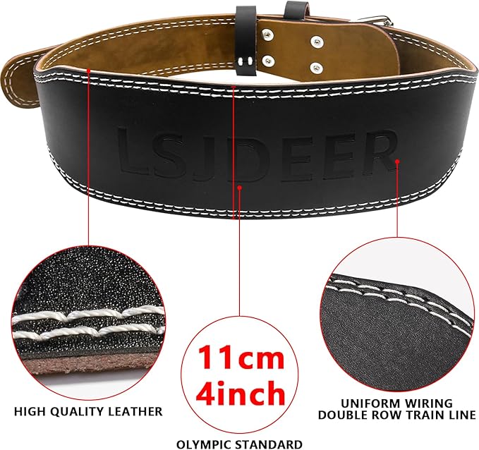 Leather Weight Lifting Belts for Men, Gym Belt for Weight Lifting, Lower Waist Back Support for Powerlifting Weightlifting Heavy Duty Workout Strength Training Bodybuilding Cross Training Dip