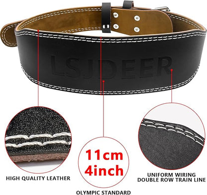Leather Weight Lifting Belts for Men, Gym Belt for Weight Lifting, Lower Waist Back Support for Powerlifting Weightlifting Heavy Duty Workout Strength Training Bodybuilding Cross Training Dip