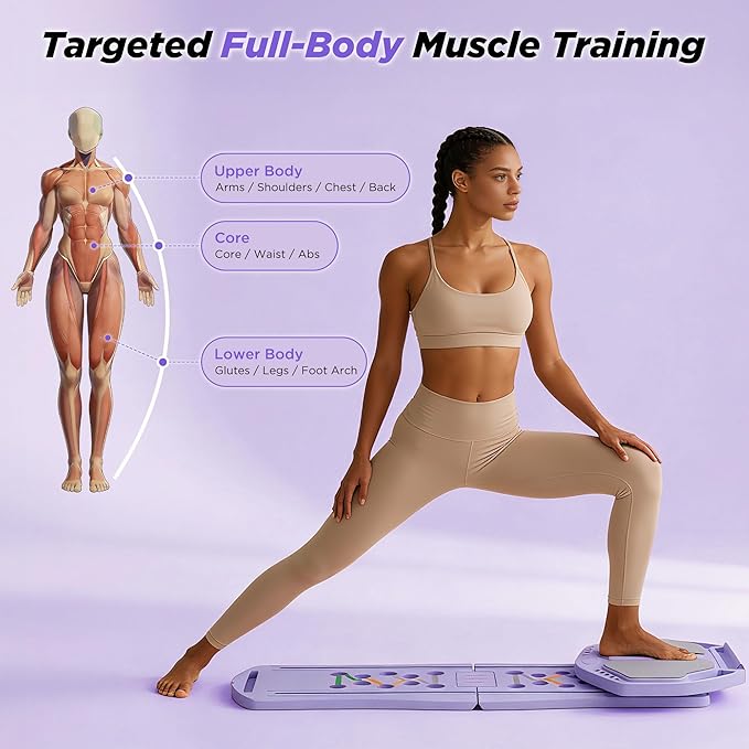 Pilates Reformer 7-in-1 Foldable Home Gym – Multi-Function Pilates Board for Full Body Workout, Core Strength, and Portable Pilates Training