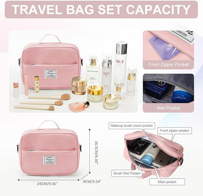 Gym Bag for Women with Shoes Compartment,Small Duffel Bag Sport bag with Toiletry Bag Overnight Travel Tote Bags Weekender Carry on Bags Personal Item Bag for Airlines Pink