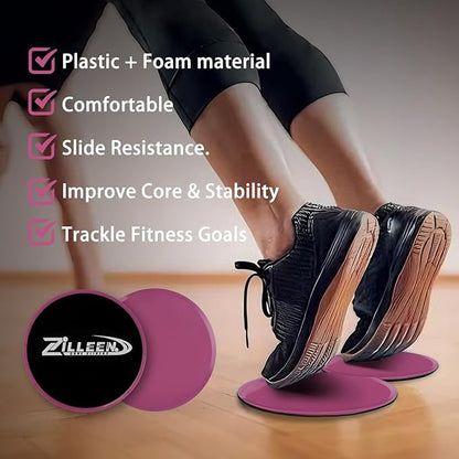 ZILLEEN Exercise Sliders for Working Out Fitness Discs for Pilates Women Men, 2 Pack