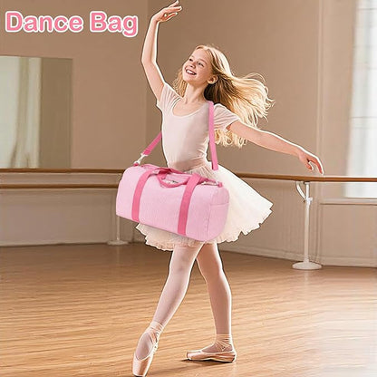 Gym Bag Sports Duffle Bag with Wet Pocket Weekender Overnight Bags with Shoe Compartment for Girls Kids Women Dance Workout Travel Bags (Pink Stripe)