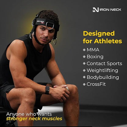 Iron Neck , Versatile Neck Exerciser, Strengthener and Trainer with Adjustable Head and Chin Strap, Portable Head Harness for Weight Lifting, Home and Gym Use