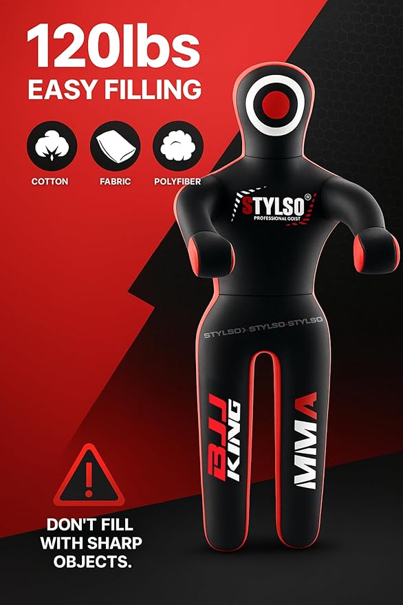 Unfilled Grappling Dummy – Adult Life Size Wrestling & BJJ Training Dummy, MMA Jiu Jitsu Judo Takedown & Throwing Practice, Heavy-Duty Triple-Stitched Canvas Submission Dummy
