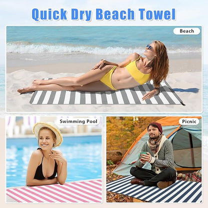 Sfee 2 in 1 Microfiber Oversized Beach Towel, Quick Dry Towel Travel Towel Camping Towel Super Absorbent Compact Lightweight Sports Gym Towels for Beach,Gym, Hiking, Pool, Backpacking, Bath, Yoga