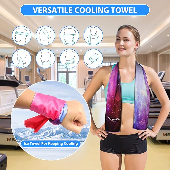 SYOURSELF Cooling Towel, Cooling Towels for Neck,40" x 12"Ice Towel for Instant Cooling Relief, Soft Breathable Chilly Towel, Perfect Yoga, Golf, Sports, Gym, Workout, Athletes Towel (1PC-Starry)