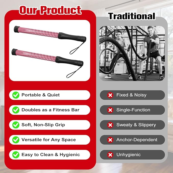 Relife Ropeless Battle Ropes, 2 in 1 Weighted Cordless Battle Ropes for Home Gym - Portable Home Gym Equipment for HIIT, Strength Building, Low-Impact Cardio for Men & Women