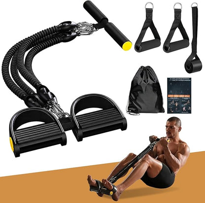 Pedal Resistance Band with Handle, Aturien Adjustable Powerful 4-Tube Elastic Bands for Exercise, Multifunctional Foot Pedal Puller, Home Workout Equipment for Legs Arms Abs