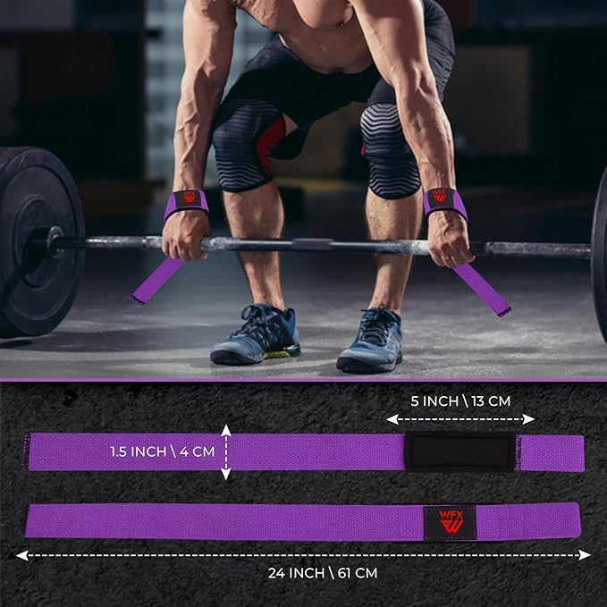 Weight Lifting Straps Wrist Support Padded Neoprene Gym Cross Training Hand Bar Weightlifting Straps Fitness Bodybuilding Power Exercise Grips Deadlift Men Women