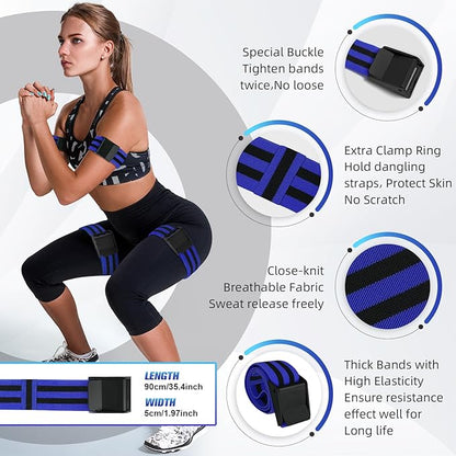 Booty Bands, Blood Flow Restriction Bands for Women/Men, Adjustable BFR Training Bands for Glutes & Hip Building, Occlusion Resistance Bands