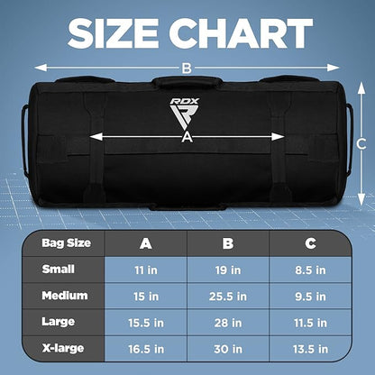 RDX Sandbag for Fitness Weights Training, Unfilled Power Bags with Handles, 5-200 LBs Adjustable Weighted Slam Bag for Strength Powerlifting Running Heavy Workout Home Gym Exercise, Sold AS UNFILLED