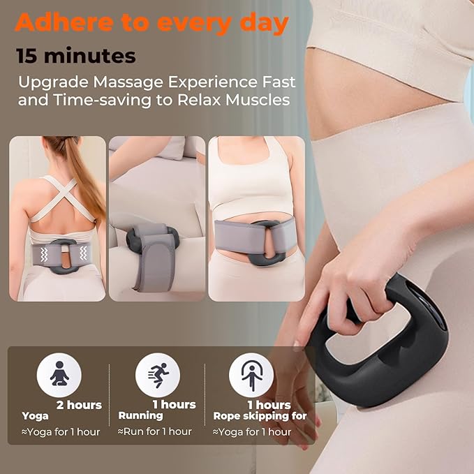 Deep Tissue Percussion Muscle Massage Gun: with Heat, Adjustable Intensity and Speed, Super Quiet, USB-C Rechargeable, Portable, Pain Relief for Athletes and Everyone, Ideal Gift（Black）