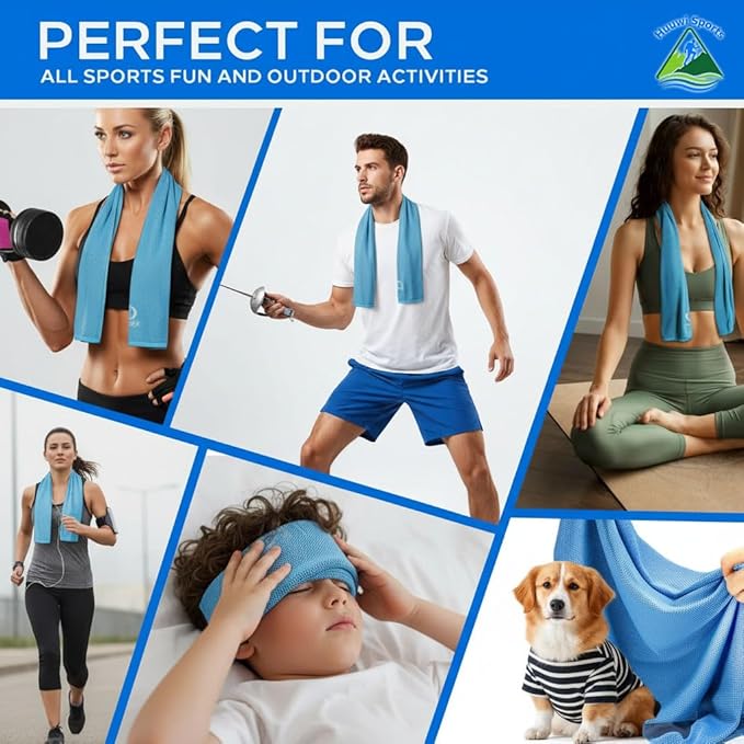 Cooling Towel 4 Pack, 40"x12" Ice Towel for Instant Relief, Microfiber Chilly Towel for Sports, Gym, Running, Yoga, Golf, Camping, Fitness (Mix 2)
