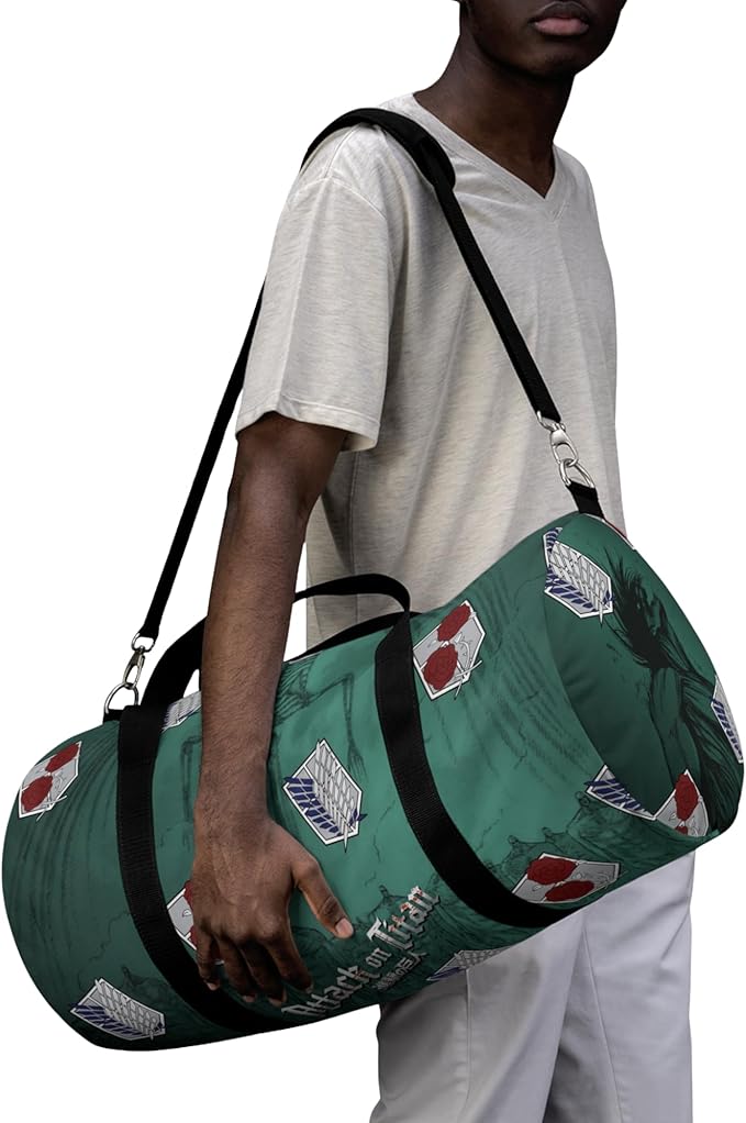 Anime Gym Bag for Women Men - Large Capacity Waterproof Workout Fitness Travel Sports Bags Fashion Street Camping ExpandaCLe Carry On Duffle Bag For Couple (Green Ttan) PTY