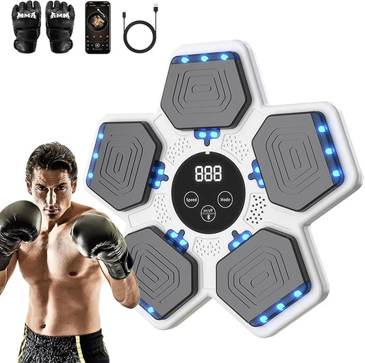 2026 Music Boxing Machine for Adults and Kids, Smart Bluetooth Boxing Training Equipment with Gloves Wall Mounted, Workout Punching Machine for Home,Office and Gym