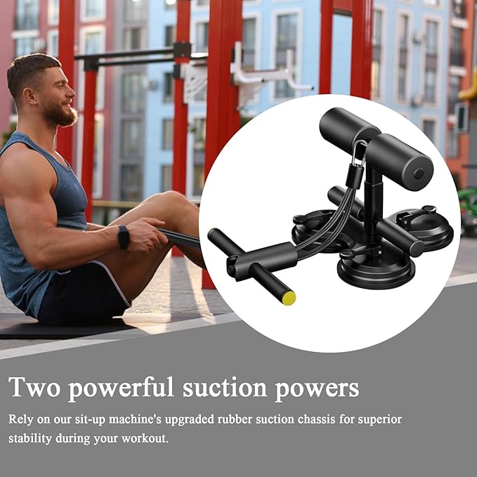 Sit-Up Device, Adjustable Height Suction Cup Abs Exercise Trainer, 325KG Multifunctional Core Training Equipment for Home, Office, and Gym Workouts, Comfortable Training Supplies
