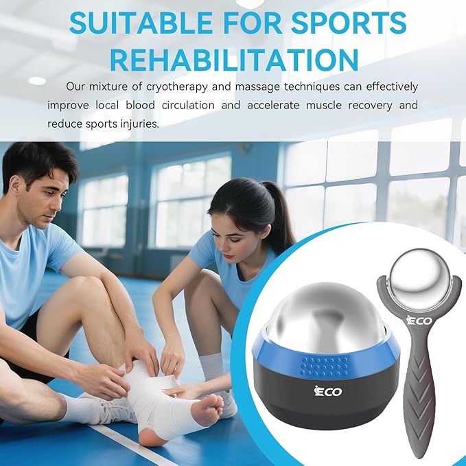 iECO Cold Massage Roller Ball - Ice Roller Ball for Muscles Deep Tissue, Cold & Heat Therapy, Plantar Fasciitis Roller