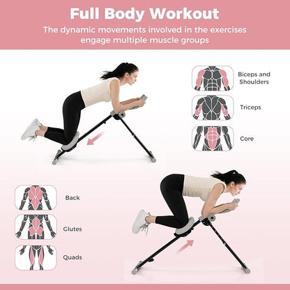 Goplus Adjustable Ab Trainer Machine, Foldable Ab Workout Equipment with Knee Protection, LCD Monitor, Home Gym Abdominal Trainer for Stomach Workout Core Strength Fitness