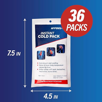 Instant Cold Pack -50 Count Disposable Large 7.5 x 4.5 Inches Ice Packs