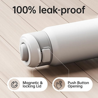 64oz Insulated Magnetic Water Bottle - Stainless Steel Vacuum Flask with MagSafe Compatible Phone Holder Keeps Drinks Cold for 24 Hours Water Jug for Gym and Outdoor Activities（Silver)