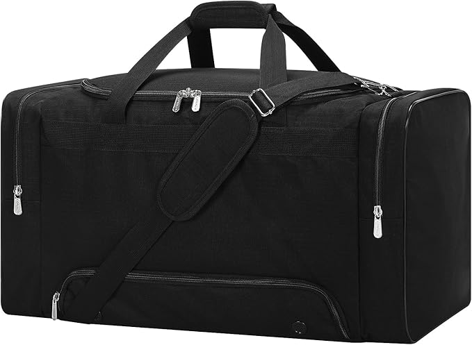 24 inch Mens Gym Bag with Shoe Compartment - 55L Sports Duffle Bag for Travel Workout Fitness-Black
