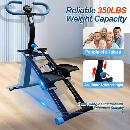 Stepper Machine Adjustable Handles, Compact Stepper Exercise Machine with LCD Display for Home Cardio Workout
