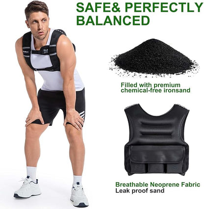 Adjustable Weighted Vest for Women and Men, DecRose 6-10lb/12-18lb Rucking Vest with 6 Ironsand Weights, Body Weight Vest for Home Workouts, Running, Walking and Strength Training