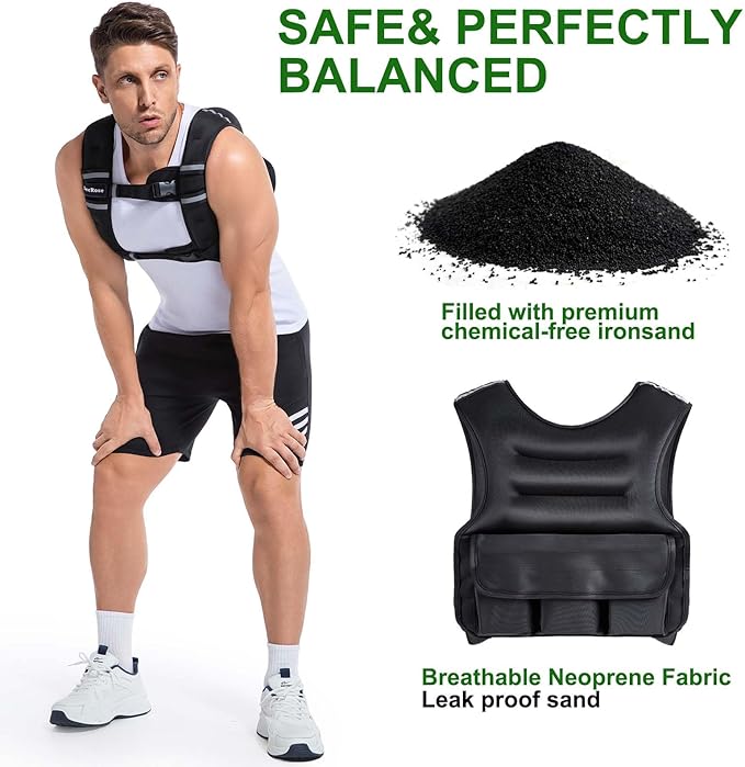 Adjustable Weighted Vest for Women and Men, DecRose 6-10lb/12-18lb Rucking Vest with 6 Ironsand Weights, Body Weight Vest for Home Workouts, Running, Walking and Strength Training