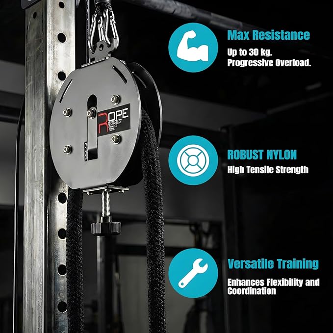 Endless Rope Trainer, Pulley Cable Machine System with Adjustable Resistance, Portable Cable Pulley System, Home Gym Equipment for Grip, Arms, Back and Body Coordination Exercises
