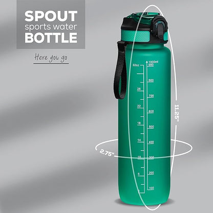 Motivational Water Bottle with Time Marker, 32 oz Water Bottle, Sports Water Bottle with Spout, Achieve All-Day Hydration SpillProof, BPA FREE