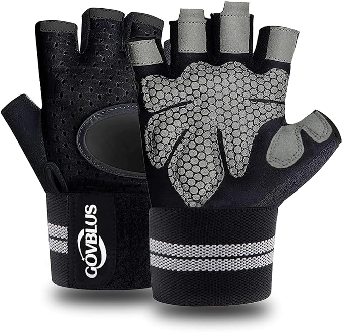 Workout Gloves for Men and Women,Gym Gloves for Weight Lifting with Wrist Support,Exercise,Rock Climbing, Biking,Training,Fitness,Pull up,Fingerless, Breathable and Snug fit