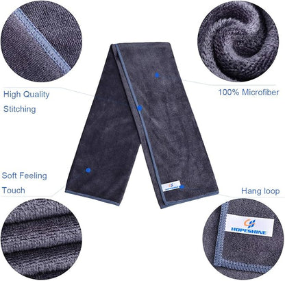 HOPESHINE Home Gyms Towel for Men Women Microfiber Gym Towels Cycling Workout Sweat Towel Set Quick Dry Exercise Sports Travel Towel Fast Drying 2-Pack (Black + Grey)