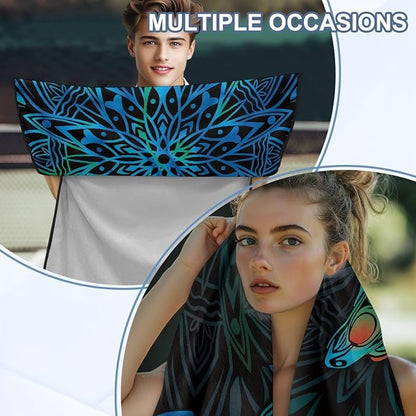Bulopur Frog Sweat Towel Car Seat Cover Boho Mandala Post-Work Running Athletic Beach Towel Machine Washable Lightweight Breathable Floral Car Interior Accessories