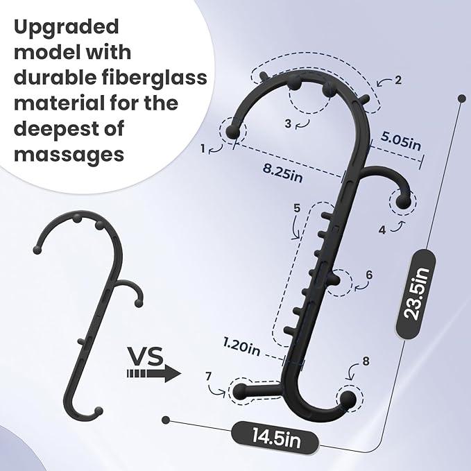 Deep Tissue Back & Neck Massager - Back Massager Stick for Pain Relief, Muscle Knot Remover, Trigger Point Massage Tool for Full Body, Shoulders, Legs - Pressure Point Massage Tool (Black)