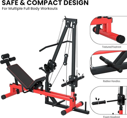 VIVITORY Leg Press Machine & LAT Pull Down - Heavy Duty Full Body Workout Equipment for Home Gym, Effective for Glutes, Hamstrings & Quads, Includes Weight Storage