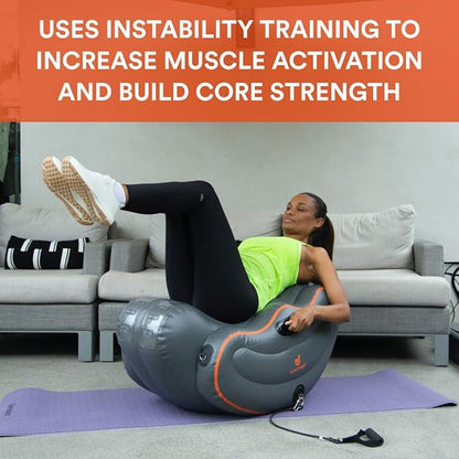New Image FITT Curve Inflatable Total Body Workout System - Core Strength, Balance & Flexibility Trainer with Resistance Bands & Exercise Guide - Portable Home Fitness Platform