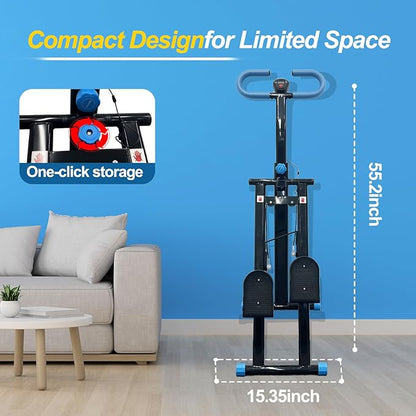 Stepper Machine Adjustable Handles, Compact Stepper Exercise Machine with LCD Display for Home Cardio Workout