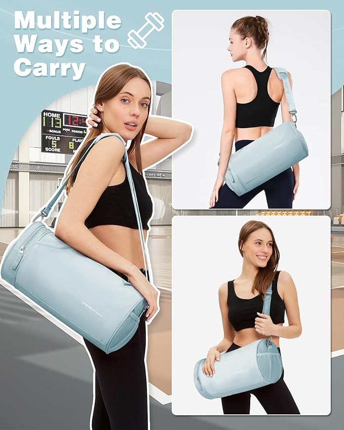 Small Gym Bag for Women,Waterproof Mini Duffle Bag Womens Spotrs Workout Bags Small Travel Duffel Bag with Wet Pocket Carry on Weekender Bags for Dance Swimming,Gym,Yoga,Fitness Light Blue