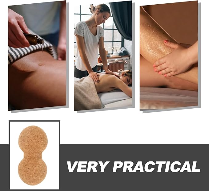 ibasenice Cork Peanut Massage Ball 8x16cm, High Density Back and Neck Massager for Myofascial Release, Non-Slip Muscle Relaxation Tool for Yoga and Fitness Therapy