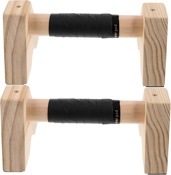 Wooden Parallettes Push up Bars Beech Wood Anti-slip Floor Handles 30cm Pair Calisthenics Equipment Home Gym Strength Training for Men and Women