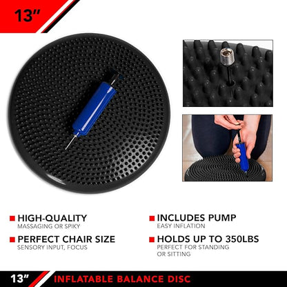 JFIT Inflatable Balance and Stability Disc, Black, 13-Inch