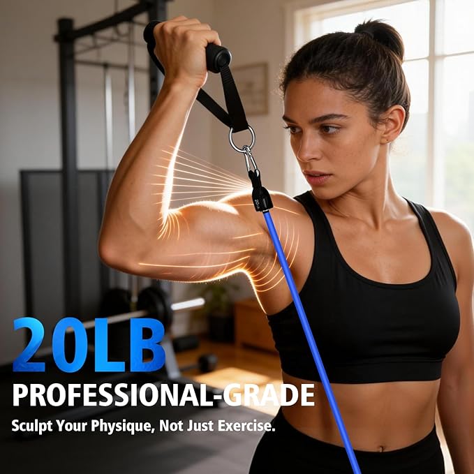WHATAFIT Resistance Bands Set with Handles - Exercise Bands Home Gym Strength Training Equipment, Includes Door Anchor & Ankle Straps for Full Body Workout Bands, Physical Therapy