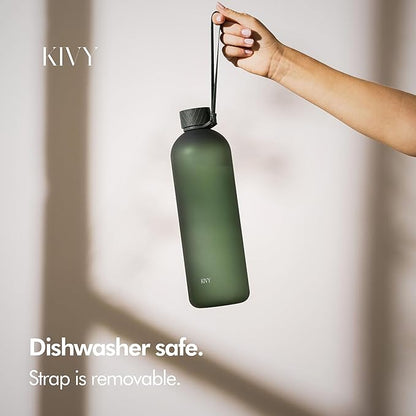 KIVY Large Water Bottle 50oz [Lightweight & Shatterproof] Fits Backpack & Cupholder for Travel, Sports, School - Blue water bottle no straw - 1.5 Liter water bottles - 50oz Water bottle