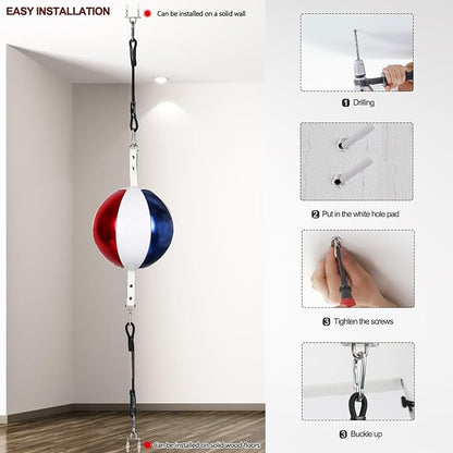InnoLife Double End Punching Ball Striking Punching Bag Kit, Speed Striking Reflex Kit with Bungee Cords Perfect for Reaction, Agility, and Hand Eye Coordination Training
