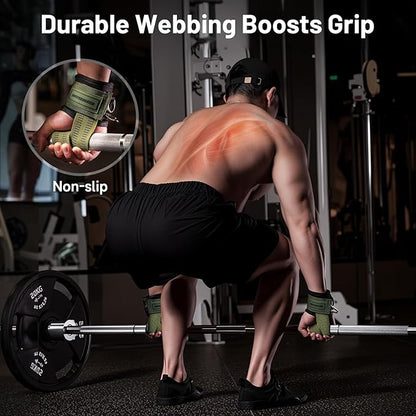 MANUEKLEAR Non-Slip Wrist Straps for Weightlifting Deadlifting, Gym Lifting Straps with D Rings for Cable Machine Workout, 10mm Neoprene Padded Weight lifting Wrist Wraps for Men Women