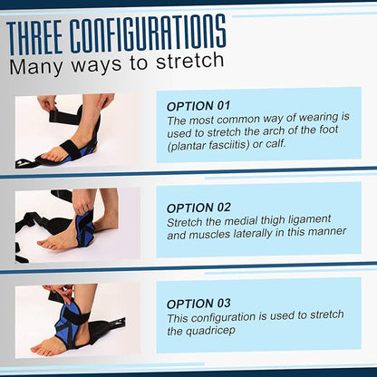 Foot and Calf Stretcher for Plantar Fasciitis, Achilles Tendonitis, Heel Spurs, Drop Foot. Yoga Stretching Strap for Leg, Thigh and Hamstring (Blue)