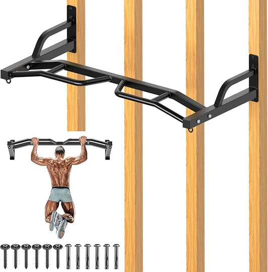 Kipika 48" Ceiling Mounted Pull Up Bar, Heavy Duty Multi-Grip Chin Up Bar,Mounted Pullup Bar, Adjustable Height, Pull Up Bands for Chin Ups & Body Stretching, Ideal for Home Gym and Strength Training