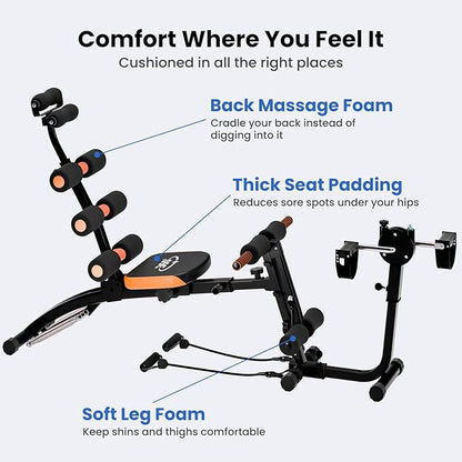 All-in-One Ab Workout Bench, Abdominal Machine, Ab Workout Bench for Home Gym, Multi-Functional Adjustable Abdominal Crunch Machine, Exercise Equipment for Total Body Workout
